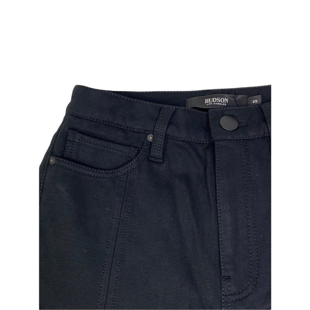 Hudson Womens Barbara Skinny Jeans Black Pockets Denim Front Hem Slit 25 New - Picture 6 of 10
